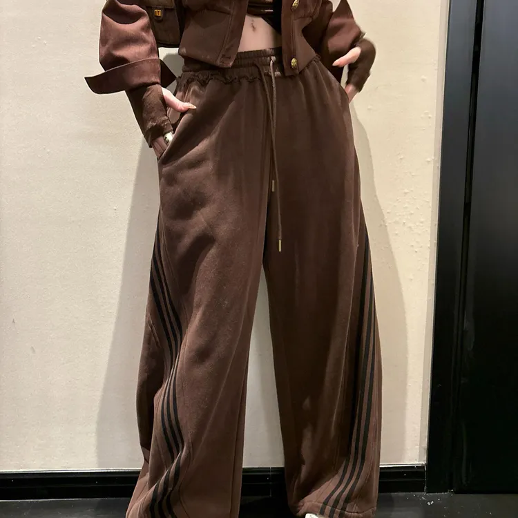 GUIDI GUDI【条纹嘻哈】潮流条纹阔腿休闲裤/黄加蓝