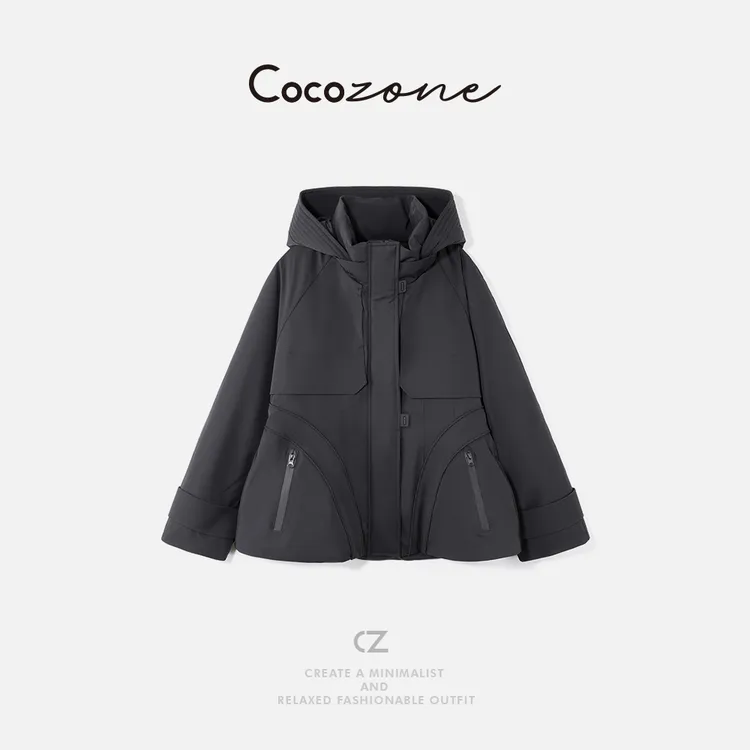 COCO ZONE 刘一一 “小蛮腰”90鹅绒连帽多口袋鹅绒服 CD2A2891