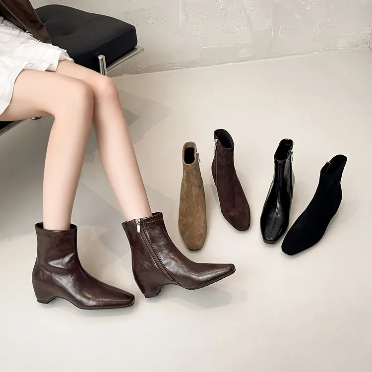 秋冬新款法式复古百搭弹力瘦瘦靴极简精致鞋子女款爆款2025新款