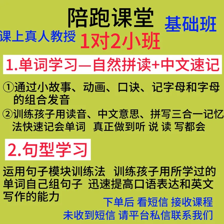 陪跑课堂——基础班（20节）1对2小班
