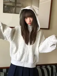 A080美式复古碎花连帽拉链外套女童春秋新款【实物以直播间为准】