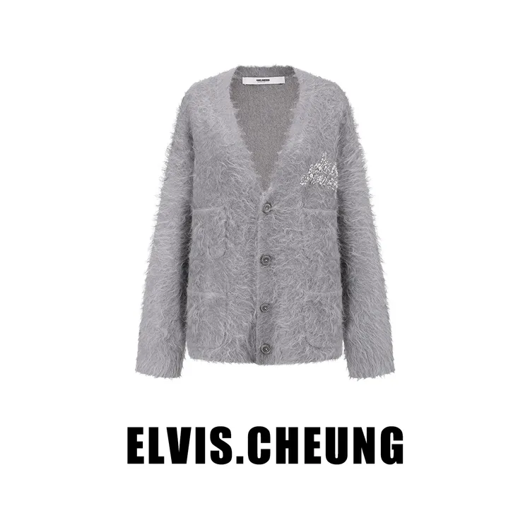ELVIS.CHEUNG蒋云開運25AW气质轻奢时尚毛感小香四口袋宽松开衫