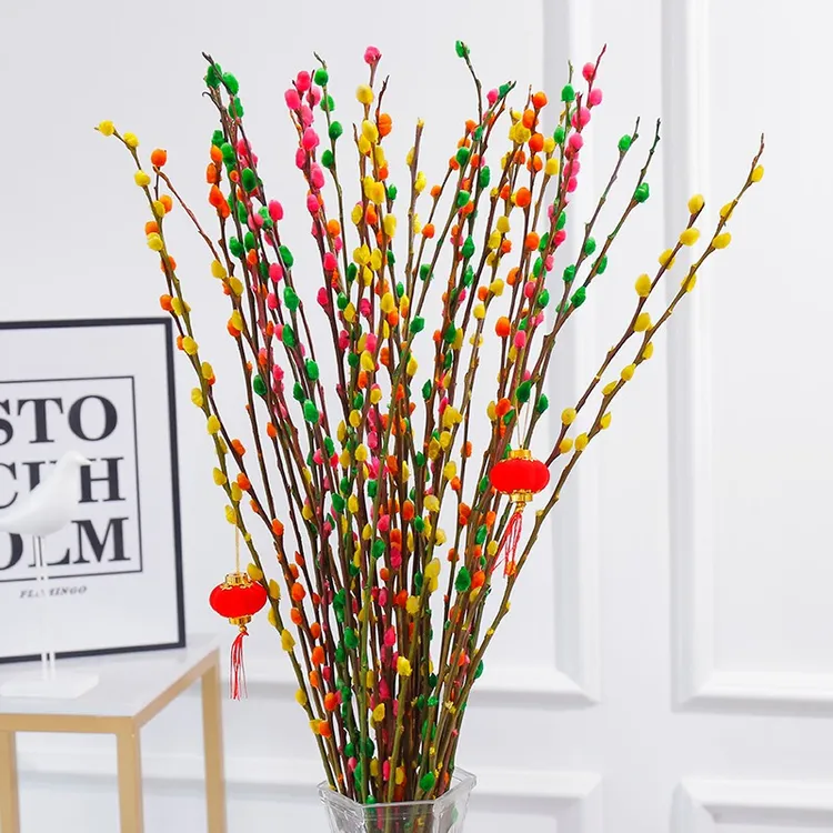 彩色银柳真花鲜枝干花摆件室内客厅绿植新年年宵花卉植物过年盆栽