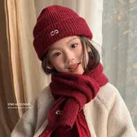 「UNO AUTUNNO」【温暖相伴】女中大童秋冬季围巾针织帽套装YC6199