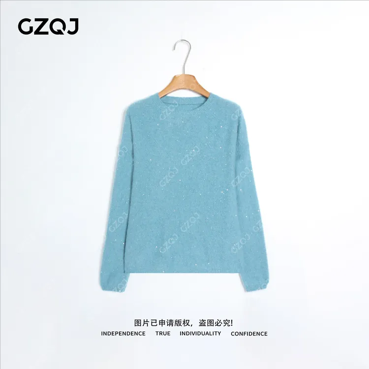 老琴私服【雾岛星光】绵羊毛桑蚕丝山羊绒亮片拉毛毛衣女冬新款3690