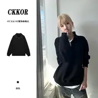 CKKOR秋冬新款潮牌宽松慵懒风立领卫衣韩版休闲百搭显瘦情侣上衣 