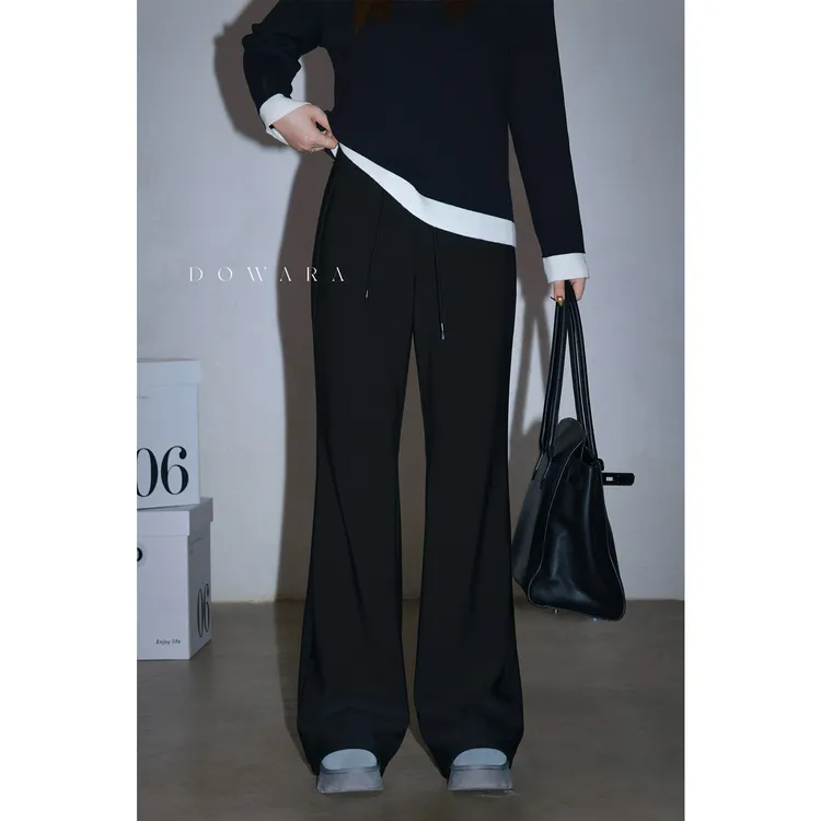 大婉酱微胖定制【超模裤2.0】冬加绒高腰显瘦修身垂感休闲裤0525D