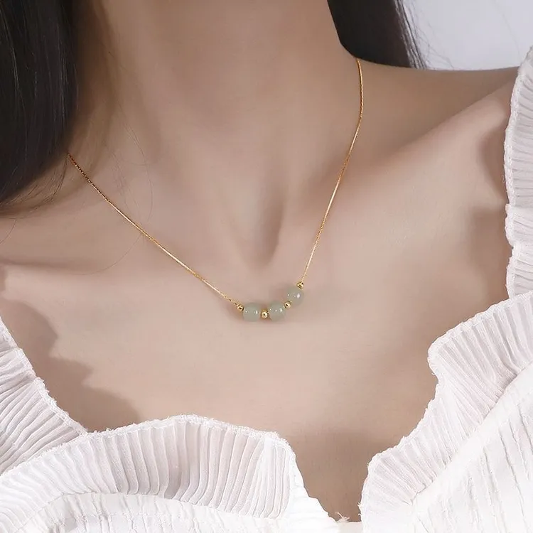 合金玻璃项链 古风项链百搭饰品女轻奢小众高级ins气质学生锁骨链