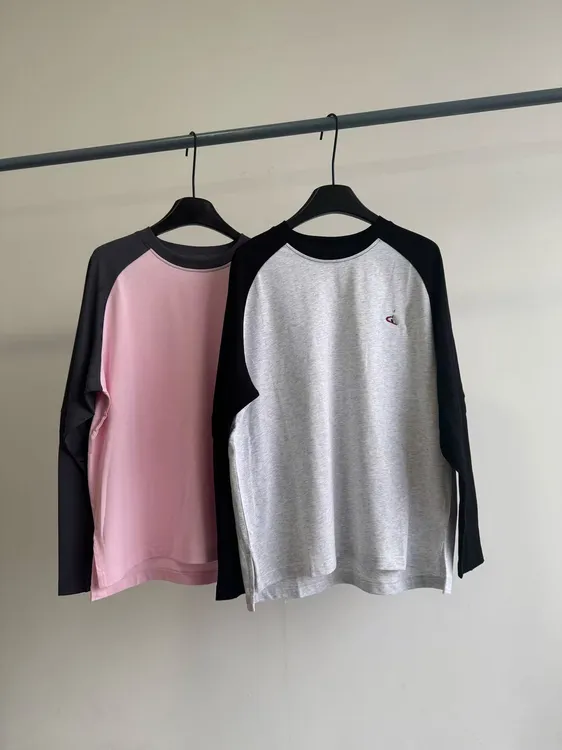 特价福利No退换 简约时尚插肩袖拼色长袖T恤女