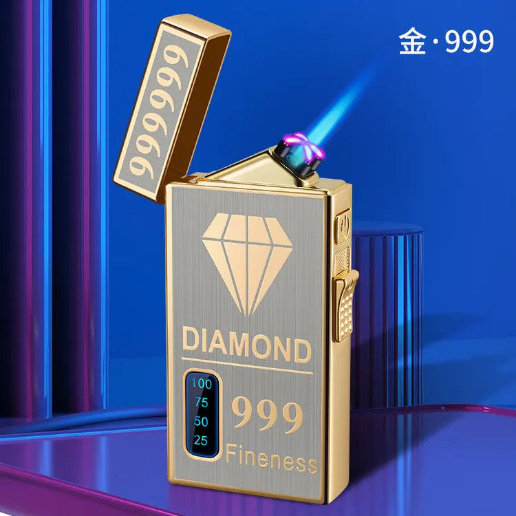 高级感男装男生气电双用电弧直冲充气防风斜火打火机充电点烟器个