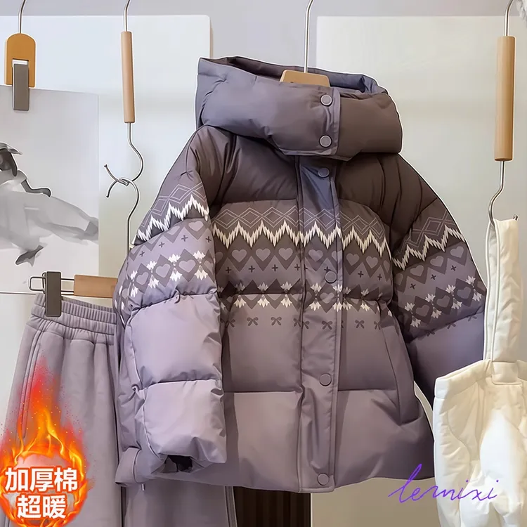 女童加厚棉服2025新款冬装棉衣中大童外套连帽面包服冬款棉袄潮