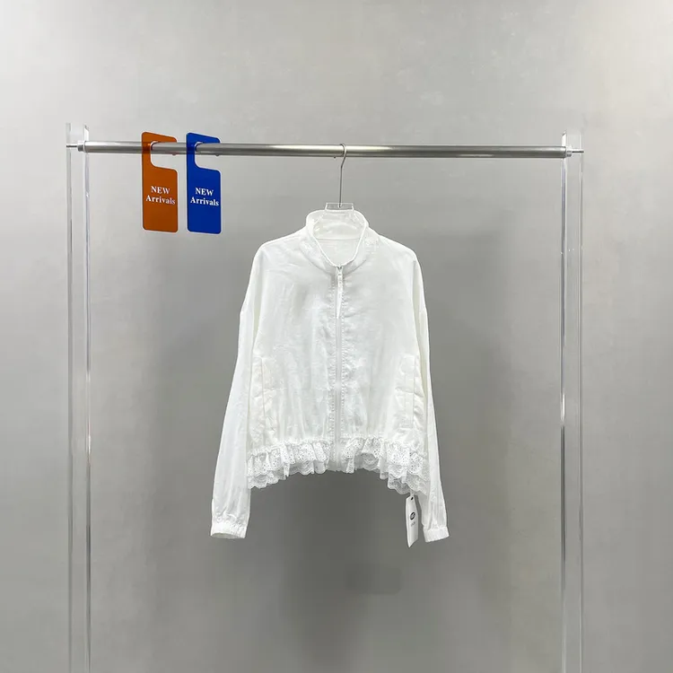 yks小众设计极简下摆蕾丝拼接亚麻外套女25春夏轻薄款上衣250625