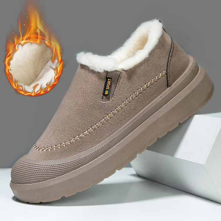 冬季新款绵羊毛雪地靴男女同款厚底增高休闲鞋保暖加绒棉鞋一脚蹬商品图