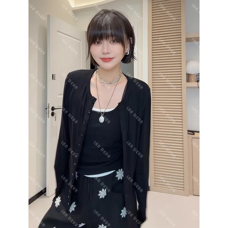 【法式素韵】莱赛尔羊毛纸片人开衫弹力薄款简约长袖T恤女上衣