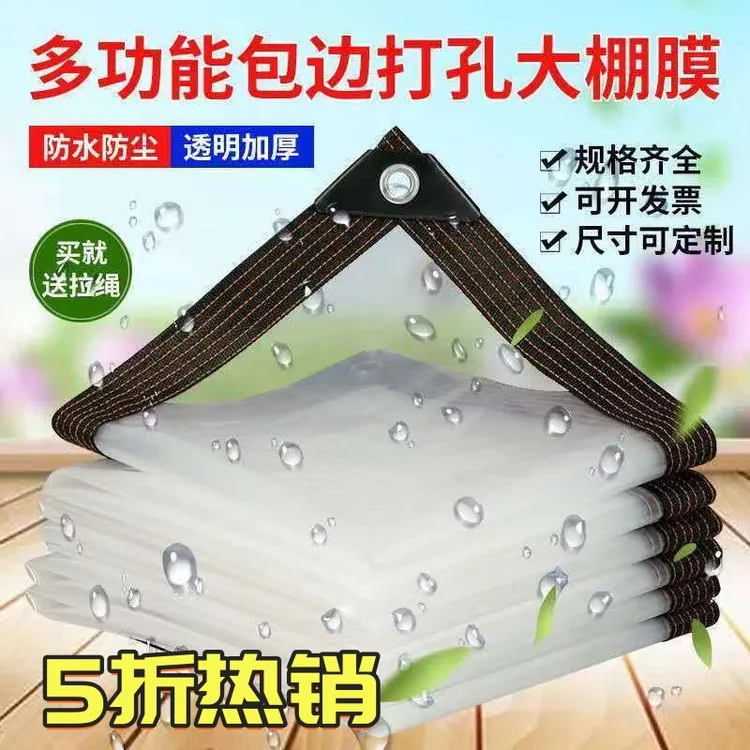 透明防雨布跨境加厚阳台遮雨布户外防雨棚植物大棚膜包边挡雨布