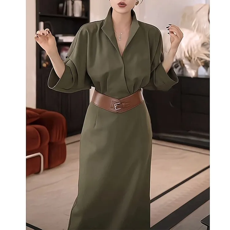 法式高级感连衣裙子女夏季2025年新款上流社会气质收腰显瘦中长裙