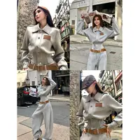 婉君【古早lulu】秋季收腰衬衫领长袖短外套LWJ25C3C2918