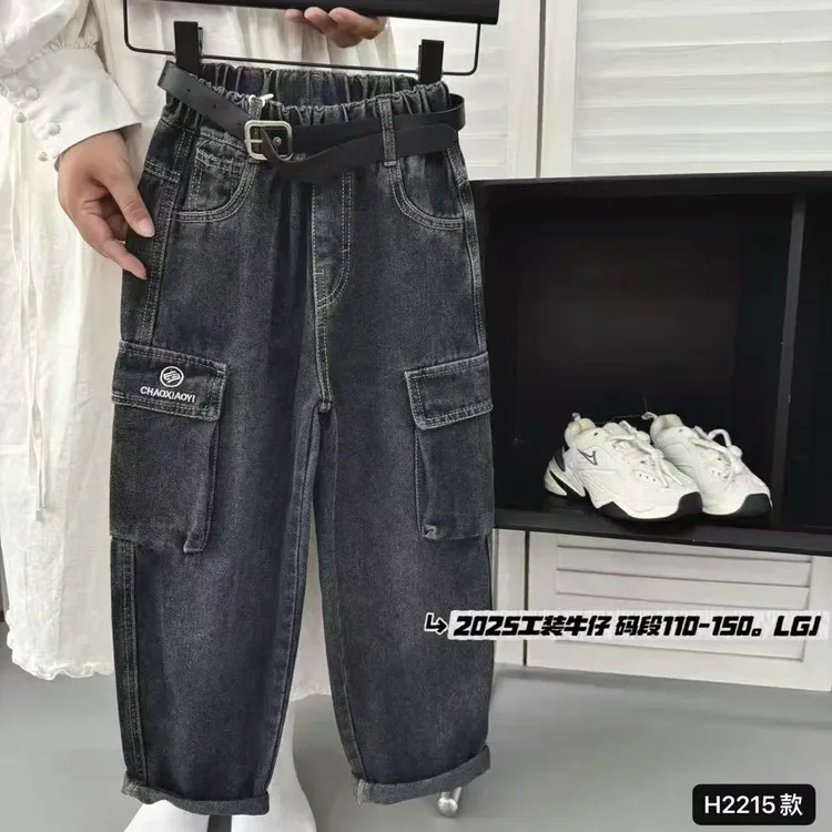 82215#秋款 高品质牛仔工装裤男童时尚秋季韩版（没有腰带）