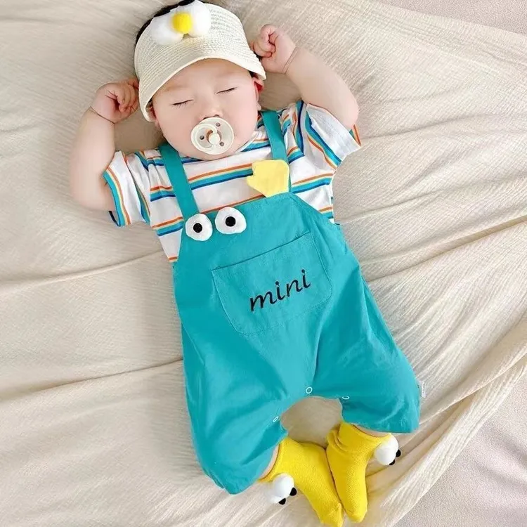 婴儿连体衣夏季薄款短袖哈衣爬服男女宝宝夏装小孩睡衣新生儿衣服