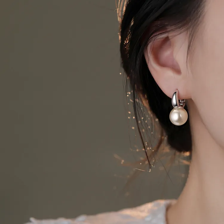 足银仿珍珠耳饰 999银针珍珠耳环轻奢气质小众耳钉女时尚个性百搭