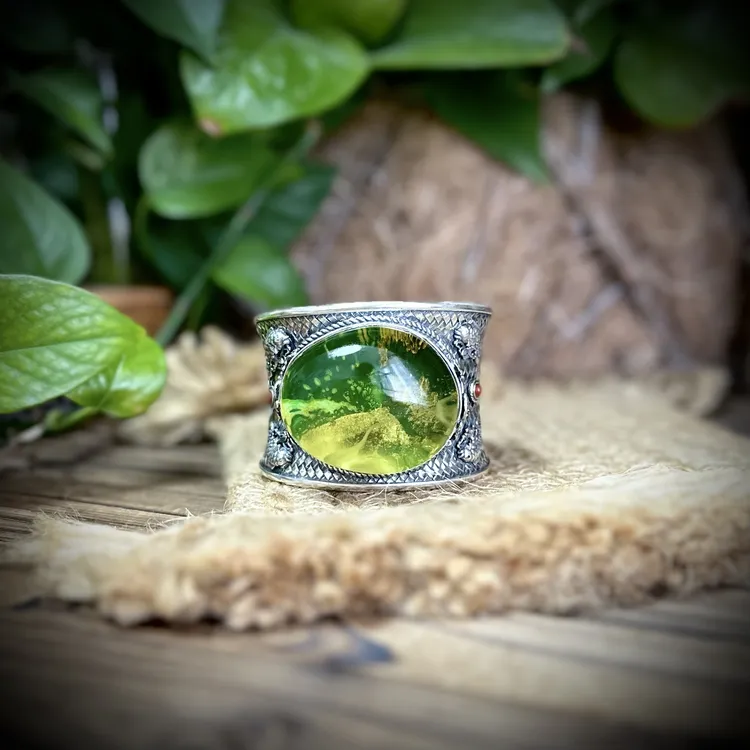 【古香古色】复古s925银蜜蜡琥珀手镯（开口可调节）