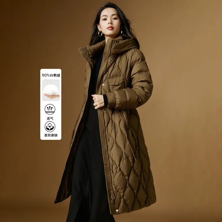 【新品】2025冬厚外套连帽长款羽绒服女25082116