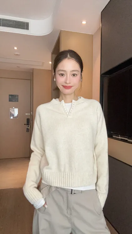 【部分现】亨利领插肩长袖套头针织衫舒适休闲百搭上衣女M815