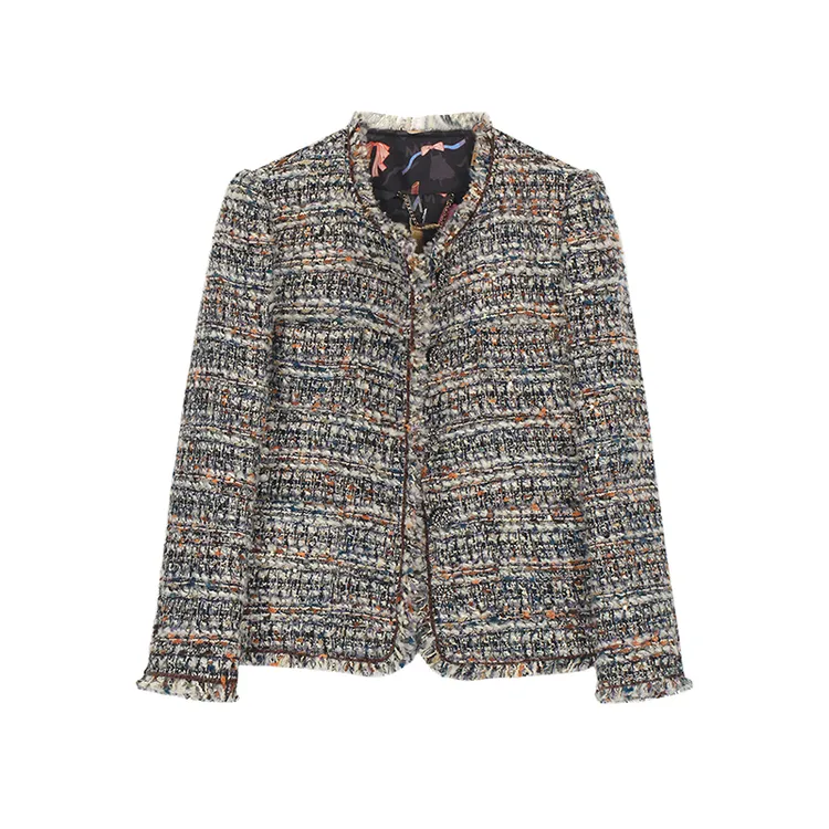 【龙哥质造】拉毛气质编织幻彩小香风粗花呢外套羊毛名媛上衣130055