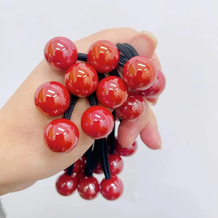 新年款酒红色高弹力韩版双头绳绕绕头绳儿童时尚发圈发饰皮筋头饰