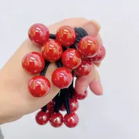 新年款酒红色双头绳绕绕头绳儿童时尚发圈