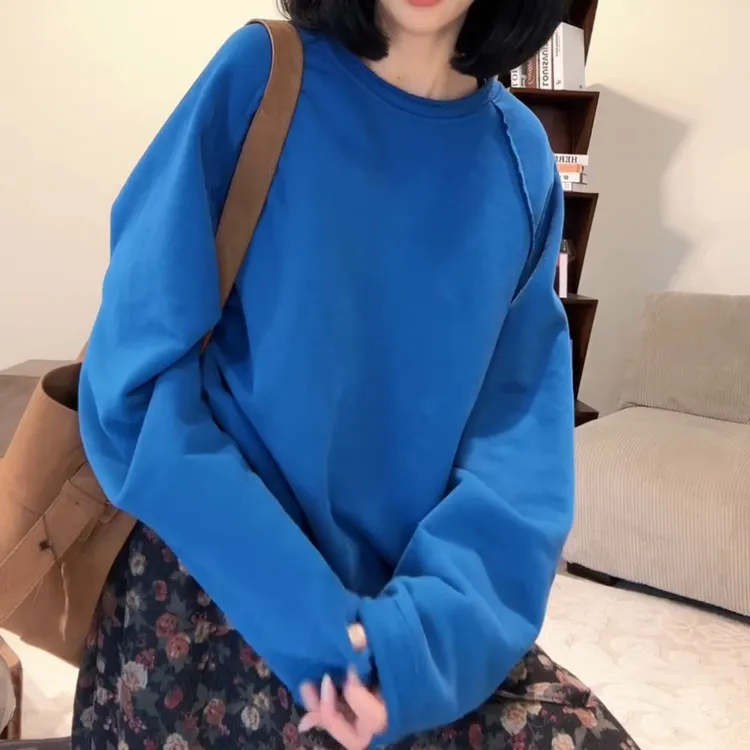 2025秋冬新款百搭显瘦宽松休闲糖果加绒卫衣LK2507093