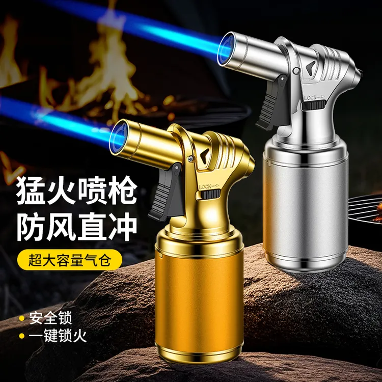 新款手持家用喷火枪防风充气打火家用烧猪毛烧烤耐高温户外点火器