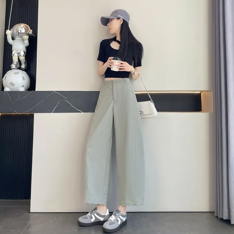【三伏天海盐纸片裤】日系新款轻薄休闲裤女夏季垂感宽松显瘦九分裤