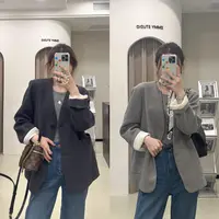 【ZMMY严选私服】秋季新款韩系气质V领单排扣羊毛西装外套5092409