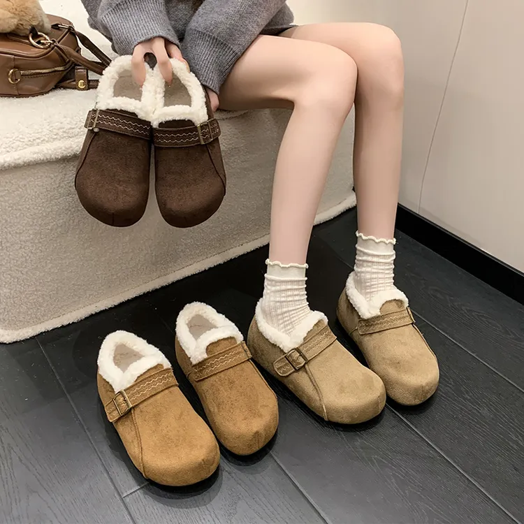 超火加绒毛毛勃肯棉鞋女冬季爆款复古厚底内增高棉靴外穿休闲棉鞋