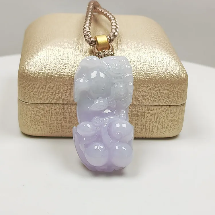 缅甸高端翡翠紫色霸王貔貅吊坠精雕时尚颈饰挂坠男女款情人节礼物