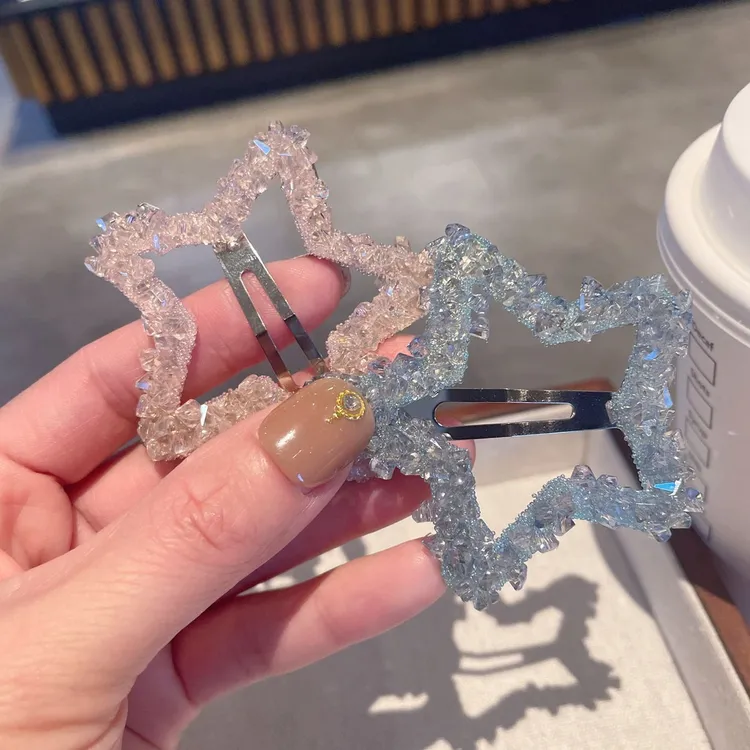 小众甜酷风水晶星星发夹发卡y2k侧边夹碎发夹轻奢感百搭刘海高级
