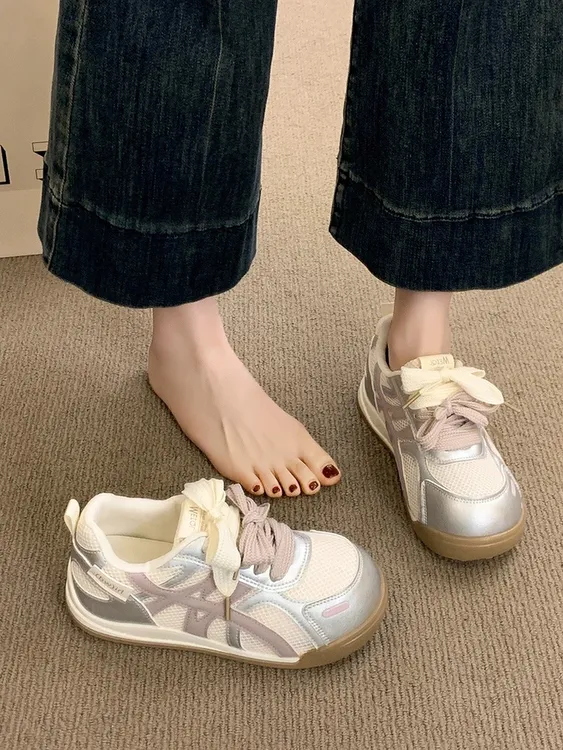 啄木鸟厚底德训鞋女2025新款夏季薄款网面透气阿甘休闲运动老爹鞋