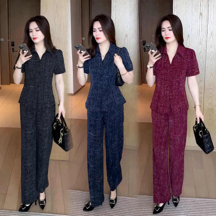 2025夏季新款穿搭显瘦收腰洋气时尚气质减龄短袖套装小个子高腰