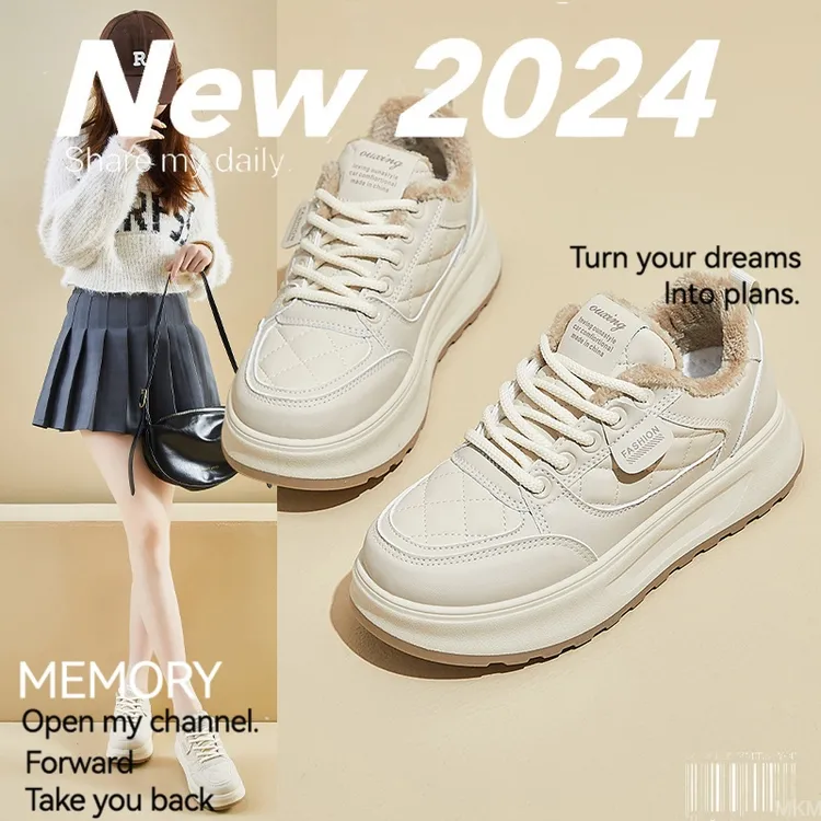 【外贸尾单】日系冬季加绒德训鞋女潮保暖跑步运动棉鞋休闲阿甘鞋