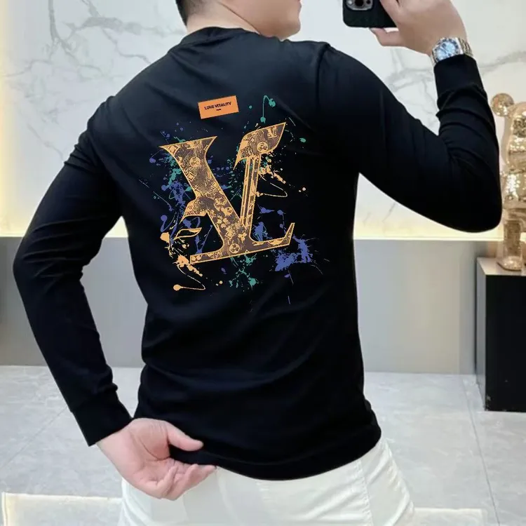简约风短袖常规款热转印圆领T恤潮流秋冬印花时尚