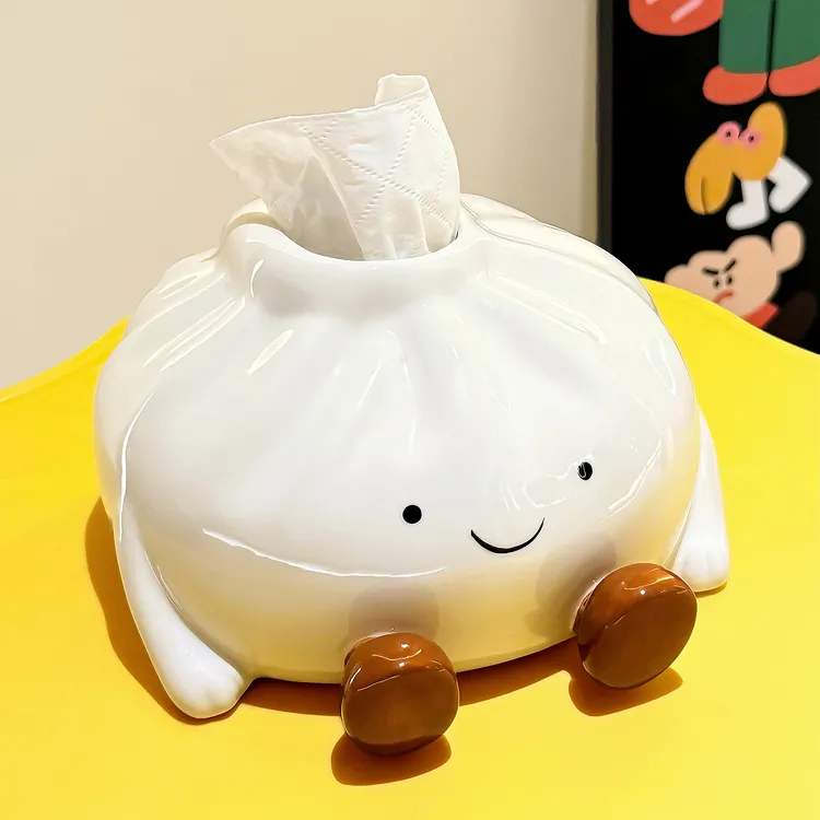 BSD陶瓷纸巾盒客厅高档餐巾纸盒家用创意包子茶几摆件纸抽盒