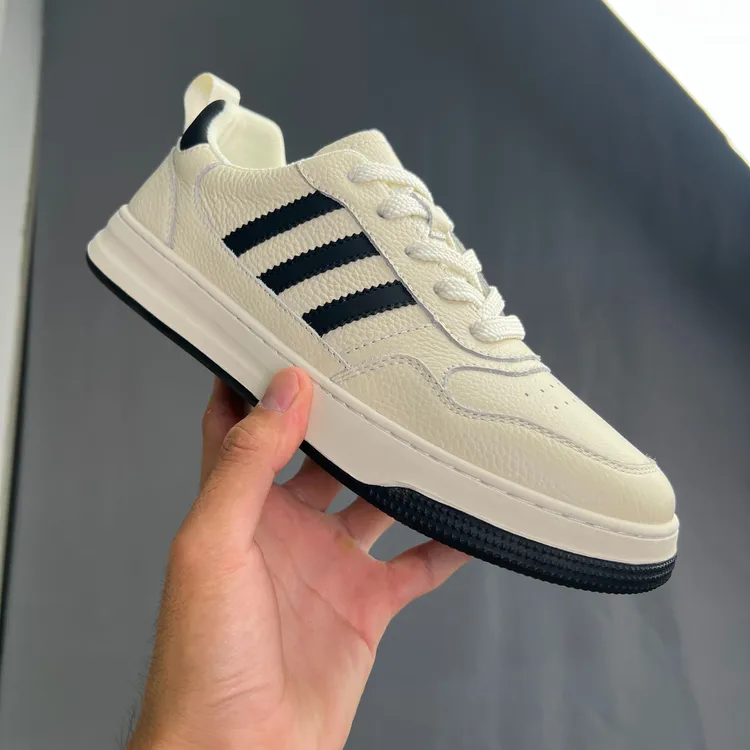 系带透气粒面皮休闲皮鞋时尚秋季低帮春季夏季真皮头层牛皮板鞋子