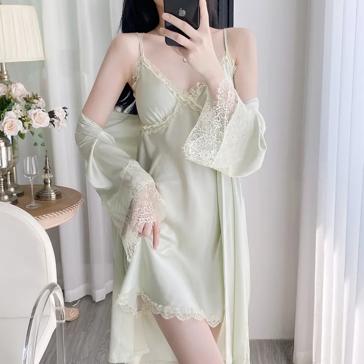 【陌上花开】夏季薄款带胸垫显瘦气质性感纯欲美背法式时尚小众睡衣