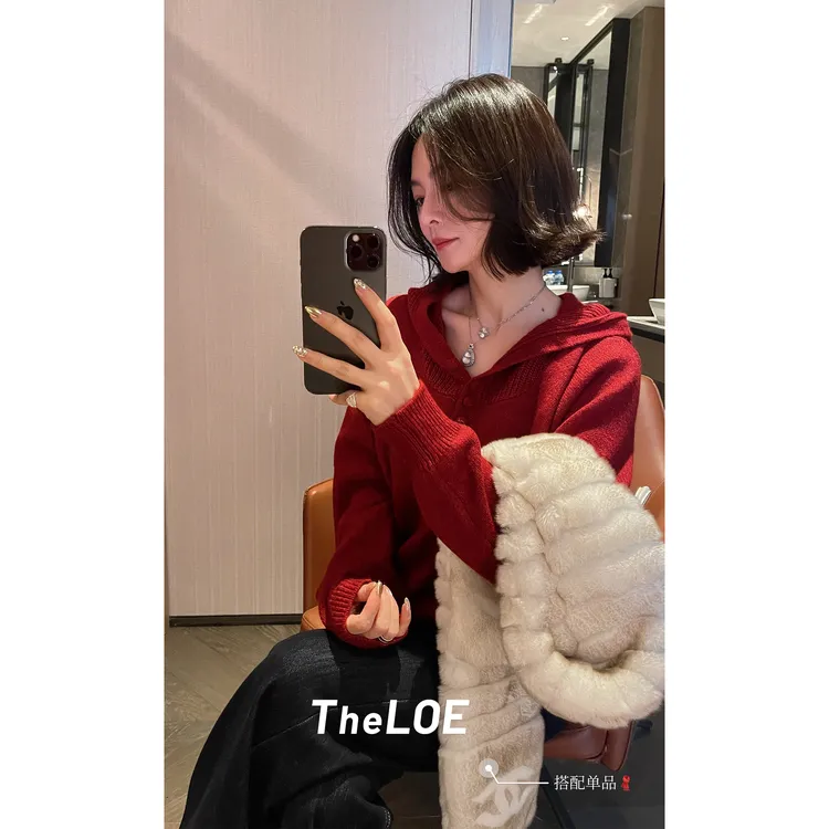 TheLOE/绵羊毛长袖百搭气质减龄针织衫350g-377g#LE-5792