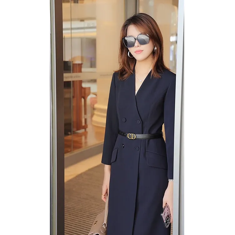 时尚修身女神范简约收腰西装裙秋季职业装连衣裙通勤工作Q8034