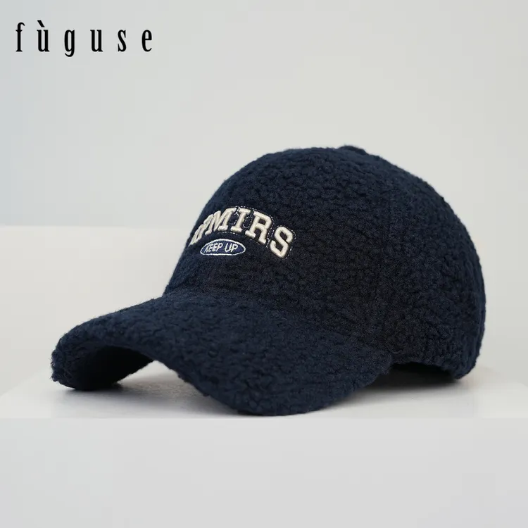 冬季加厚保暖羊羔绒硬顶棒球帽子女时尚情侣百搭显脸小鸭舌帽男潮