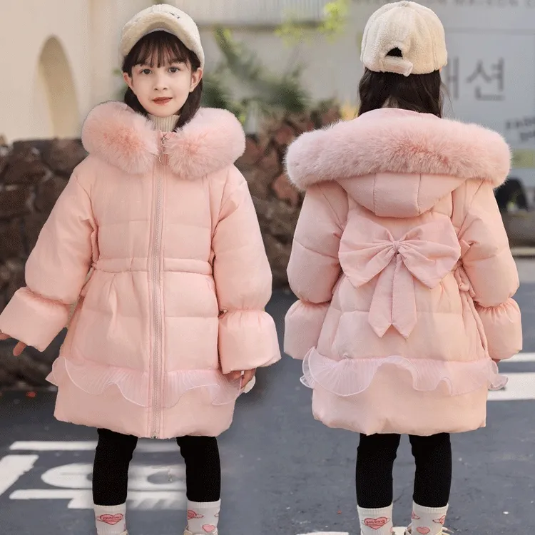 儿童羽绒服女童中长款加厚2025冬新款洋气女孩中小童白鸭绒外套潮