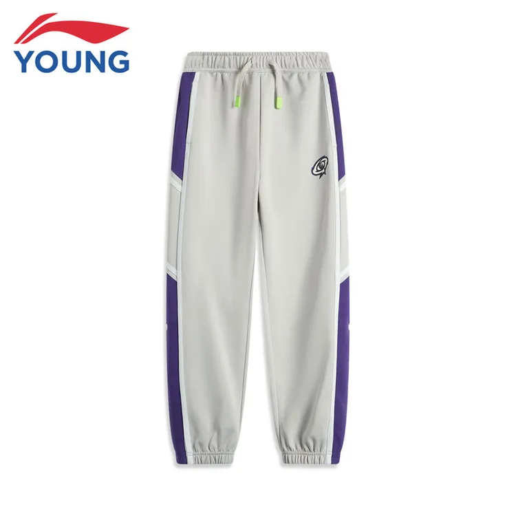 李宁童装儿童卫裤春秋男童大童拼接百搭休闲运动宽松舒适卫裤9079