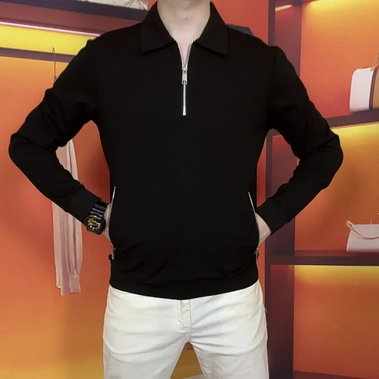 绅度欧品【顺丰包邮】秋季男士翻领长袖时尚休闲百搭拉链开衫修身78